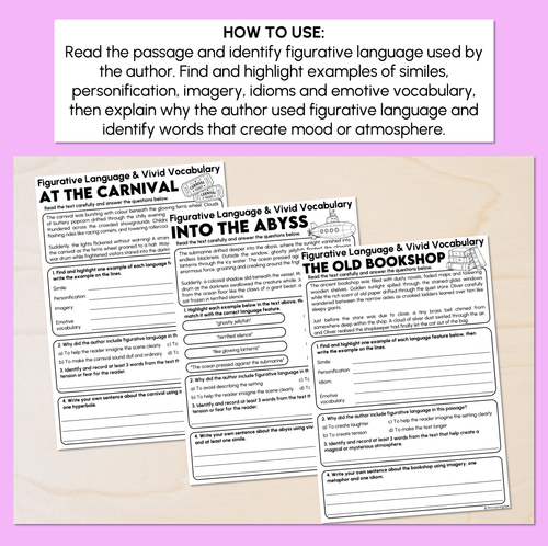 Resource preview 2 for Figurative Language Worksheets