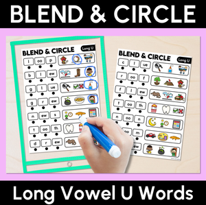 Blend & Circle - Long Vowel U Words Blending Mats