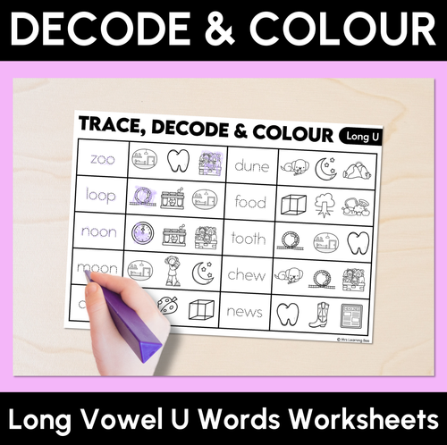 Resource preview 3 for Trace, Decode & Colour - Long Vowels Decodable Worksheets Bundle