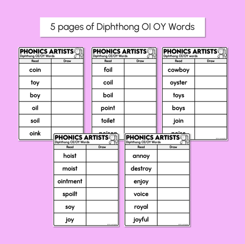 Resource preview 3 for Phonics Artists - Diphthongs OI OY Words - Decodable Words Activity
