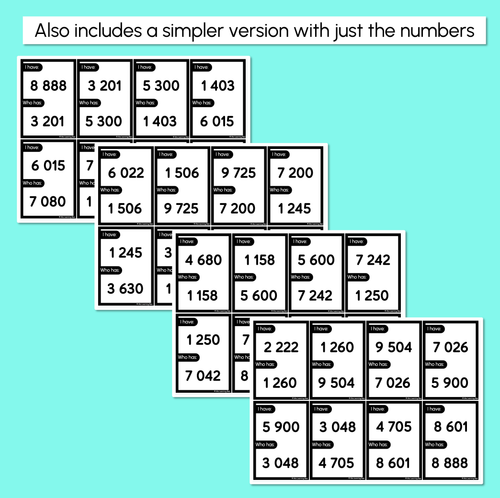 Resource preview 3 for I Have, Who Has - 4-Digit Numbers