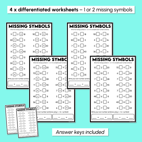 Resource preview 3 for Multiplication & Division - Missing Symbols Worksheets