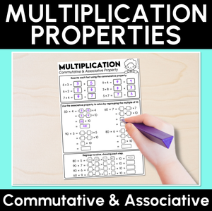 Multiplication Properties - Commutative and Associative Property Worksheets