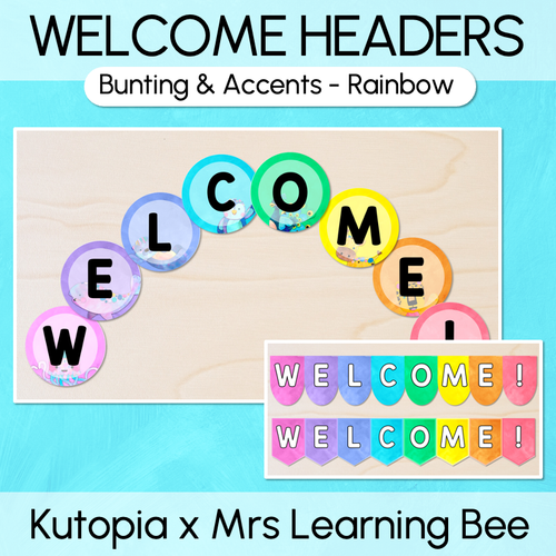 Resource preview 1 for WELCOME BUNTING & ACCENTS- The Kutopia Collection - Rainbow