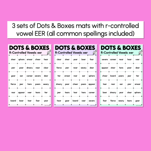 Resource preview 2 for Dots and Boxes Phonics Game - R-Controlled Vowel EER Words