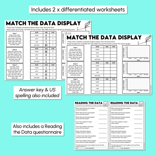 Resource preview 3 for Read & Match the Data Display - Reading Data Worksheets
