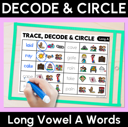 Resource preview 6 for Trace, Decode & Circle - Long Vowel Words - Decodable Word Mats Bundle