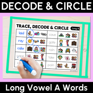 Trace, Decode & Circle - Long Vowel A Words - Decodable Word Mats