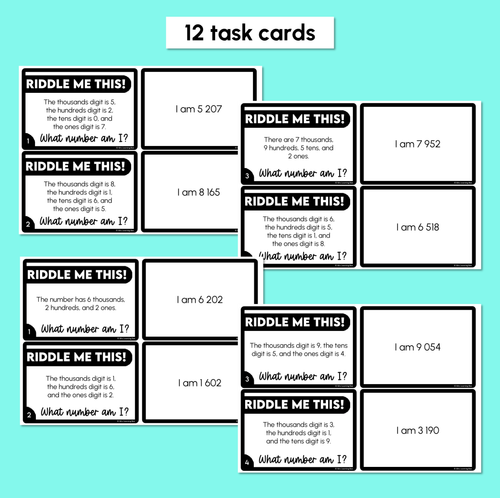 Resource preview 3 for What Number Am I? - 4-Digit Number Riddles