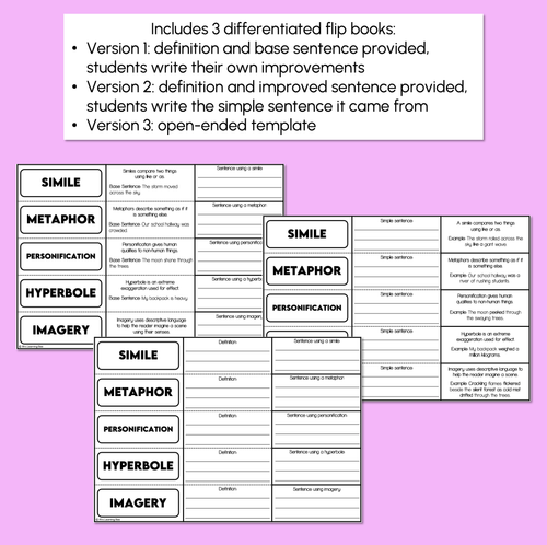 Resource preview 3 for Figurative Language Flip Book Activity