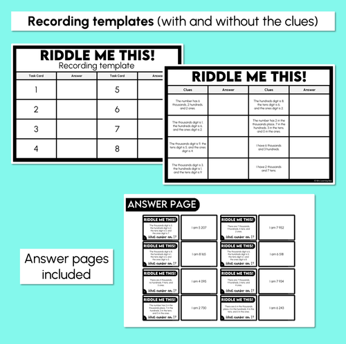 Resource preview 4 for What Number Am I? - 4-Digit Number Riddles