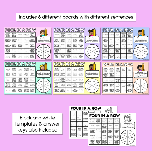 Resource preview 3 for Coordinating Conjunctions - Four in a Row