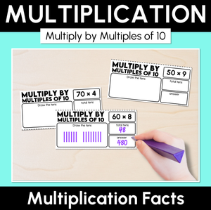 Multiply by Multiples of 10 - Multiplication Facts Task Cards