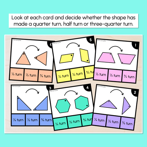 Resource preview 2 for Rotating Shapes Clip Cards – Quarter, Half & Three-Quarter Turns