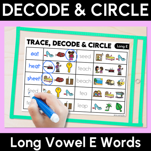 Resource preview 2 for Trace, Decode & Circle - Long Vowel Words - Decodable Word Mats Bundle