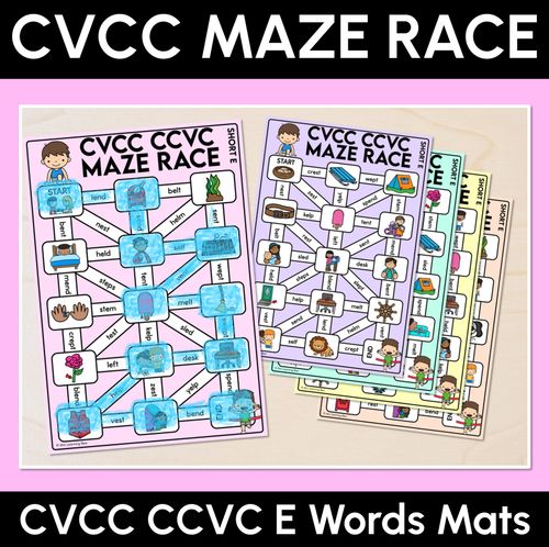 Resource preview 1 for CVCC CCVC Words Maze Race - CVCC E Words Mats