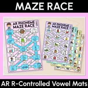 R-Controlled AR Words Maze Race - R-Controlled Vowel AR Words Mats
