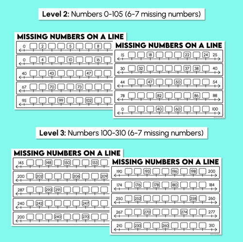 Resource preview 4 for Missing Numbers on a Number Line - 2 and 3 Digit Numbers