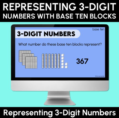 Resource preview 1 for Representing 3-Digit Numbers with Base Ten Blocks - Teaching Slides