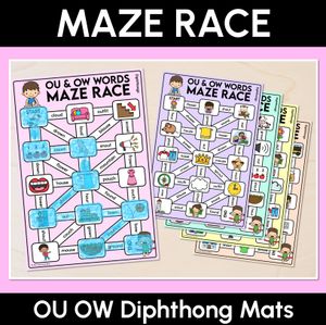 Diphthong OU OW Words Maze Race - Diphthong OU OW Words Mats