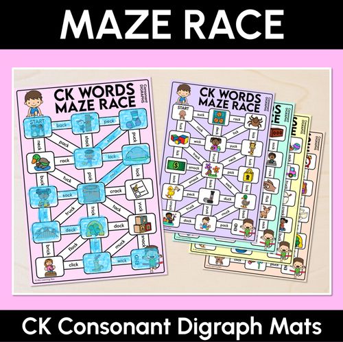 Resource preview 1 for Consonant Digraph CK Words Maze Race - CK Words Mats