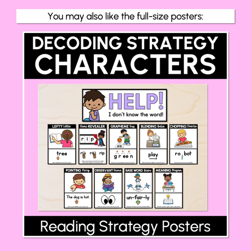 Resource preview 5 for Research-Based Reading Strategy Character One-Page Handouts - Decoding Strategies