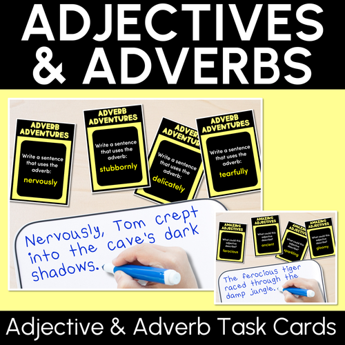 Resource preview 1 for Adjectives and Adverb Task Cards - VCOP aligned