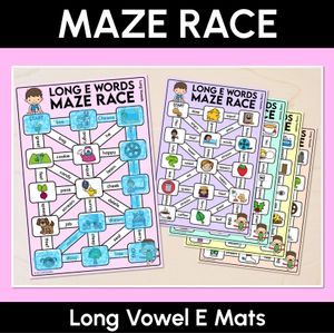 Long Vowel E Words Maze Race - Long Vowel E Words Mats
