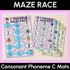 Consonant Phoneme C Words Maze Race - Consonant C Words Mats