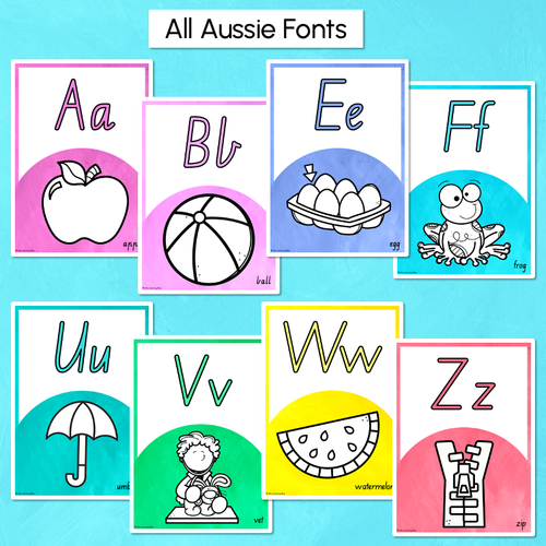 Resource preview 2 for Alphabet Posters - The Kutopia Collection - Watercolour Rainbow with Clipart