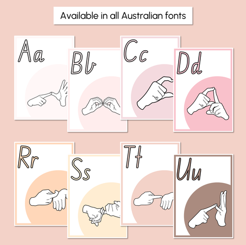 Resource preview 2 for AUSLAN Alphabet Posters - Australian Finger Spelling - Neutral Classroom Decor
