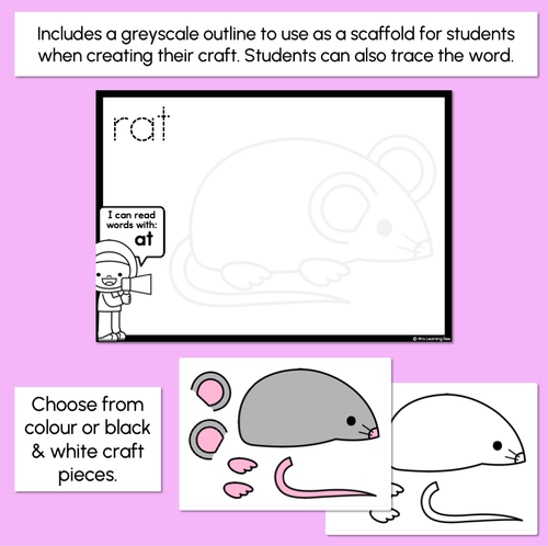Resource preview 2 for CVC Word Crafts - AT Words - Build a RAT