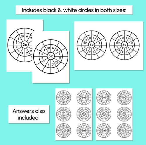 Resource preview 3 for Multiplication Wheel Templates - Times Tables 1-12 - Rainbow or Black & White