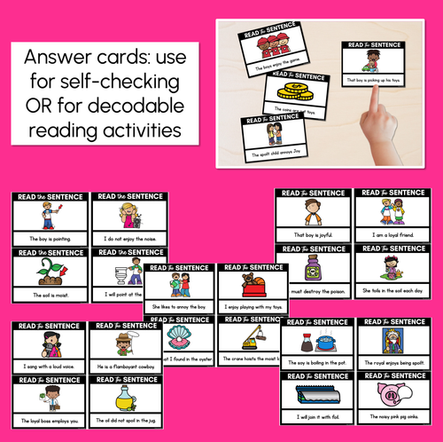 Resource preview 3 for OI Diphthong Decodable Sentences - Read, Match & Write