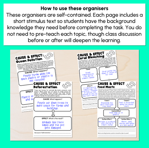 Resource preview 5 for Earth Day Cause & Effect Comprehension Worksheets