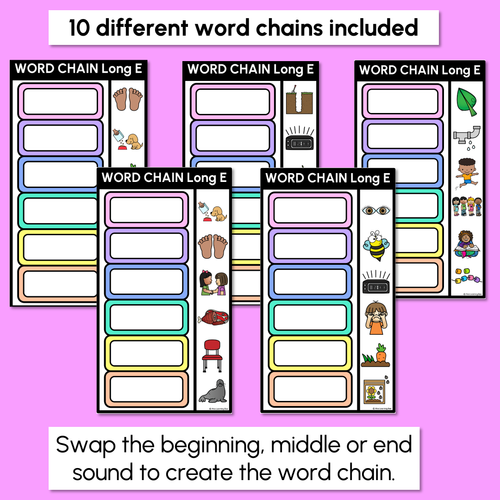 Resource preview 2 for Long Vowel E Word Chains for Beginning, Middle & End Sounds-Decodable Activities