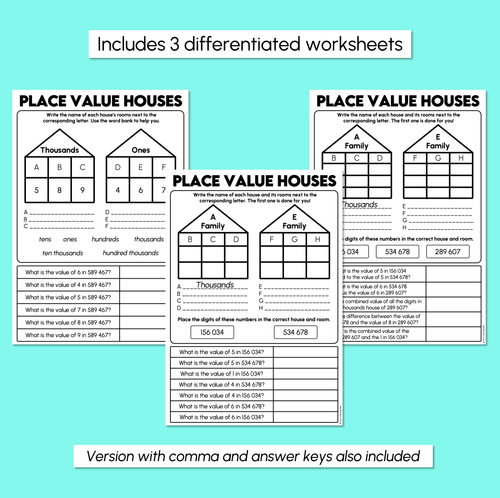 Resource preview 3 for Place Value Houses - Ones to Thousands Family