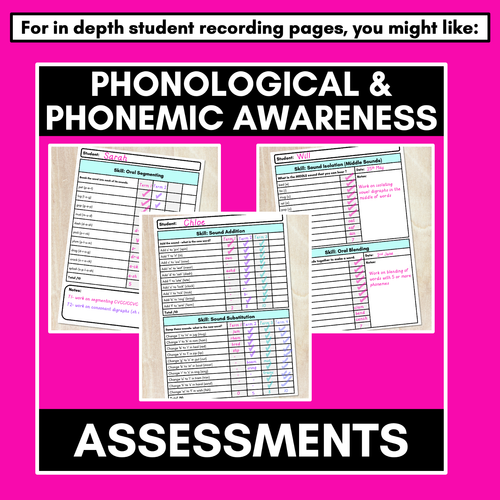 Resource preview 4 for Phonological Awareness Skills Assessment Tracker & Sample Activities