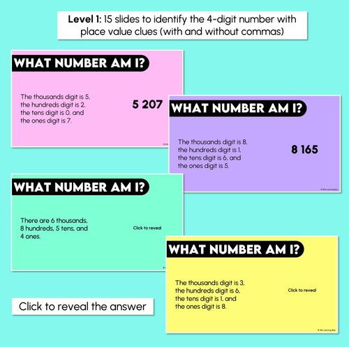 Resource preview 2 for What Number Am I? – 4-Digit Number Digital Slides
