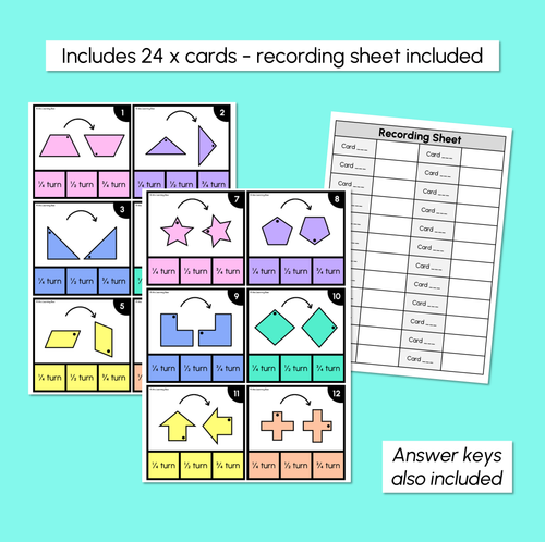 Resource preview 3 for Rotating Shapes Clip Cards – Quarter, Half & Three-Quarter Turns