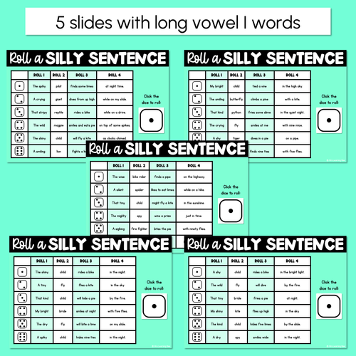 Resource preview 2 for Decodable Sentences with Long Vowel I Sounds - DIGITAL Roll a Silly Sentence
