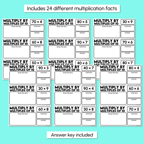 Resource preview 3 for Multiply by Multiples of 10 - Multiplication Facts Task Cards