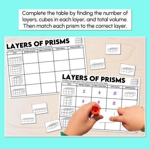 Resource preview 2 for Layers of Prisms Worksheets