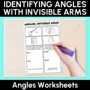 Identifying Angles with Invisible Arms Worksheets - Vertex, Arms and Invisible Arms