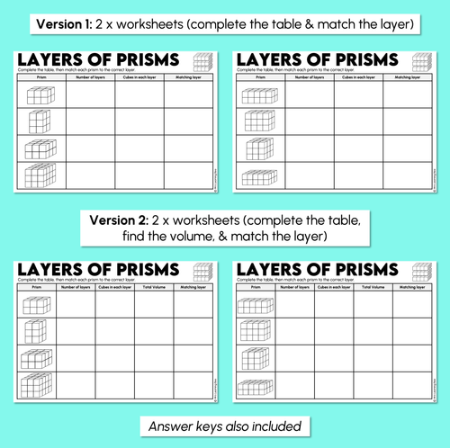 Resource preview 3 for Layers of Prisms Worksheets