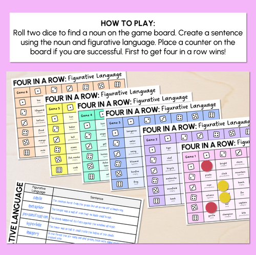 Resource preview 2 for Figurative Language - Four in a Row Game