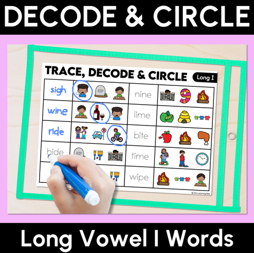 Resource preview 3 for Trace, Decode & Circle - Long Vowel Words - Decodable Word Mats Bundle