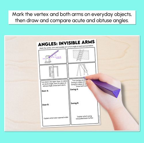 Resource preview 2 for Identifying Angles with Invisible Arms Worksheets - Vertex, Arms and Invisible Arms