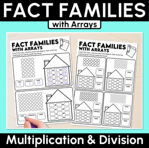 Fact Families with Arrays - Multiplication & Division Worksheets