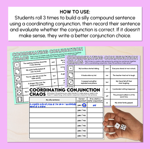 Resource preview 2 for Coordinating Conjunctions - Roll a Silly Sentence
